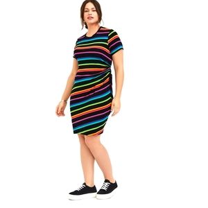 Torrid 00X SUPERSOFT DRESS Neon Rainbow🌈 Striped Mini Tshirt Dress